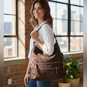 COACH CAMBRIDGE XL Op Art hobo bag 14087 Chocolate Brown
